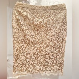 Banana republic cream lace and gold midi skirt